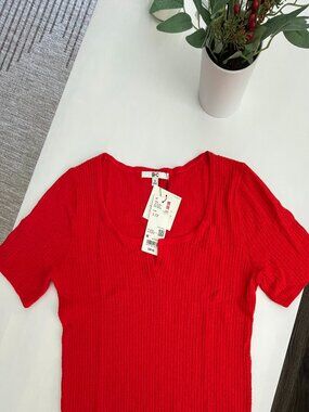 NWT Uniqlo:C Clare Waight Keller Lace, Key Neck Half-Sleeve Short Sweater M